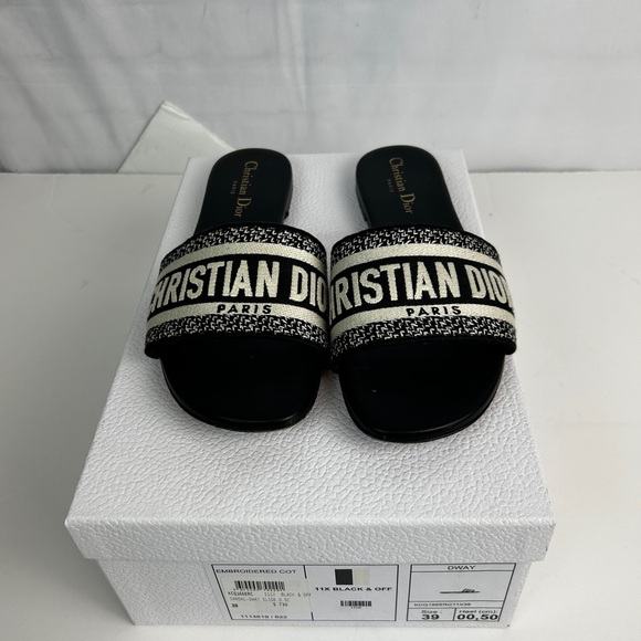 Dior Shoes - Christian Dior Dway Slides Black and White 39